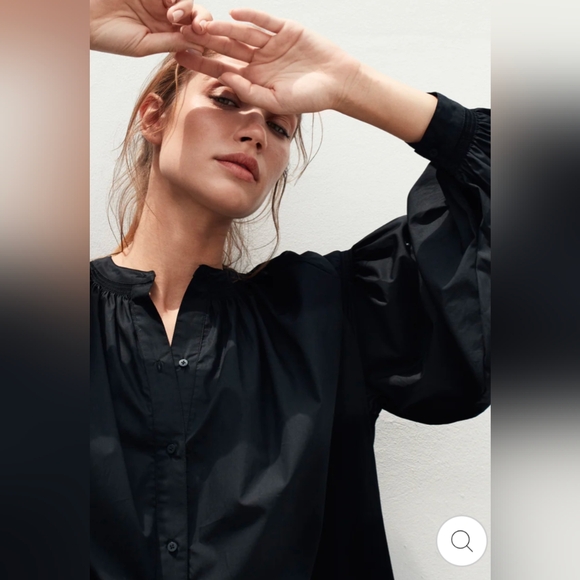 SU PARIS Mayunga Balloon sleeves dress in black cotton-poplin - Picture 1 of 7